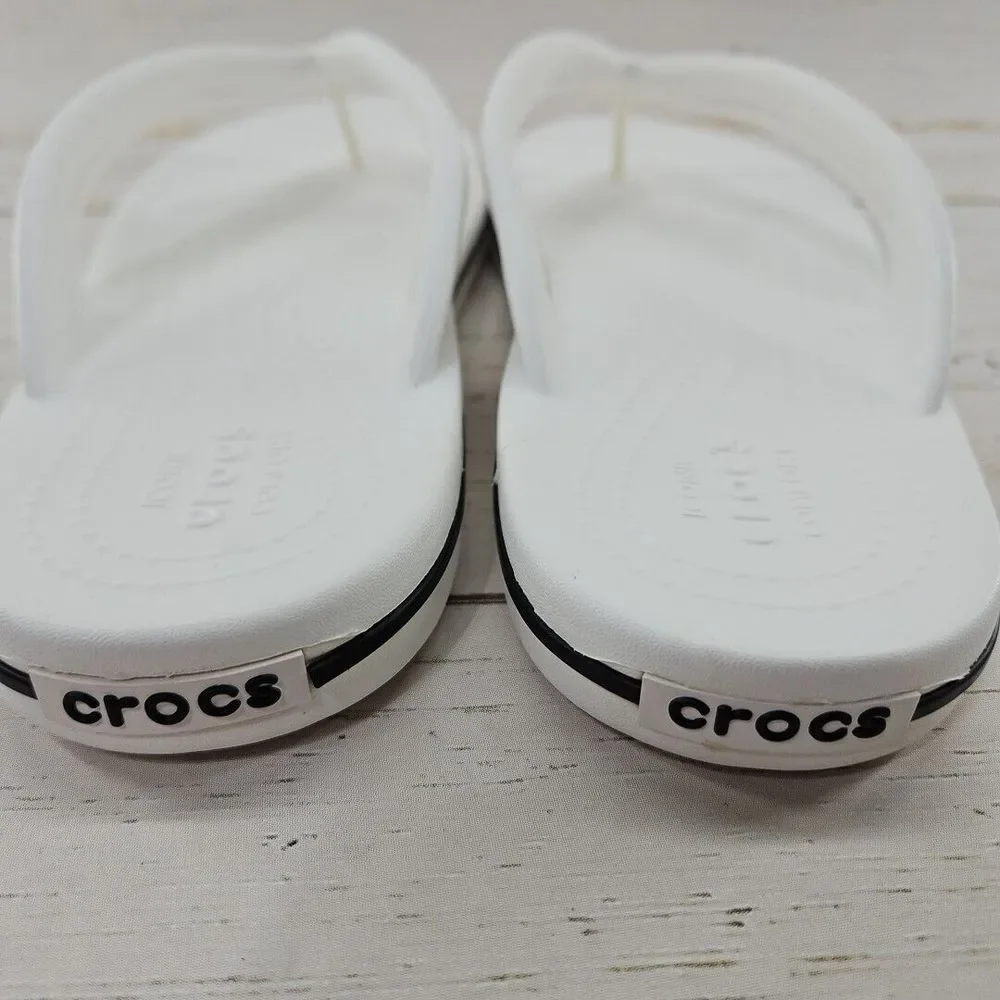 Crocs Crocband Womens Size 9 White Iconic Comfort Flip Flops Casual Beach 206100